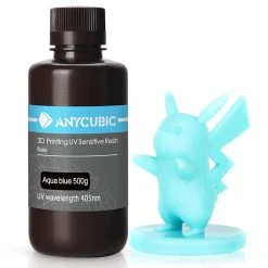 Anycubic 500g 3D Printer Resin Filament, 405nm UV Plant-Based Rapid Resin, High Precision, Quick Curing, Water Blue