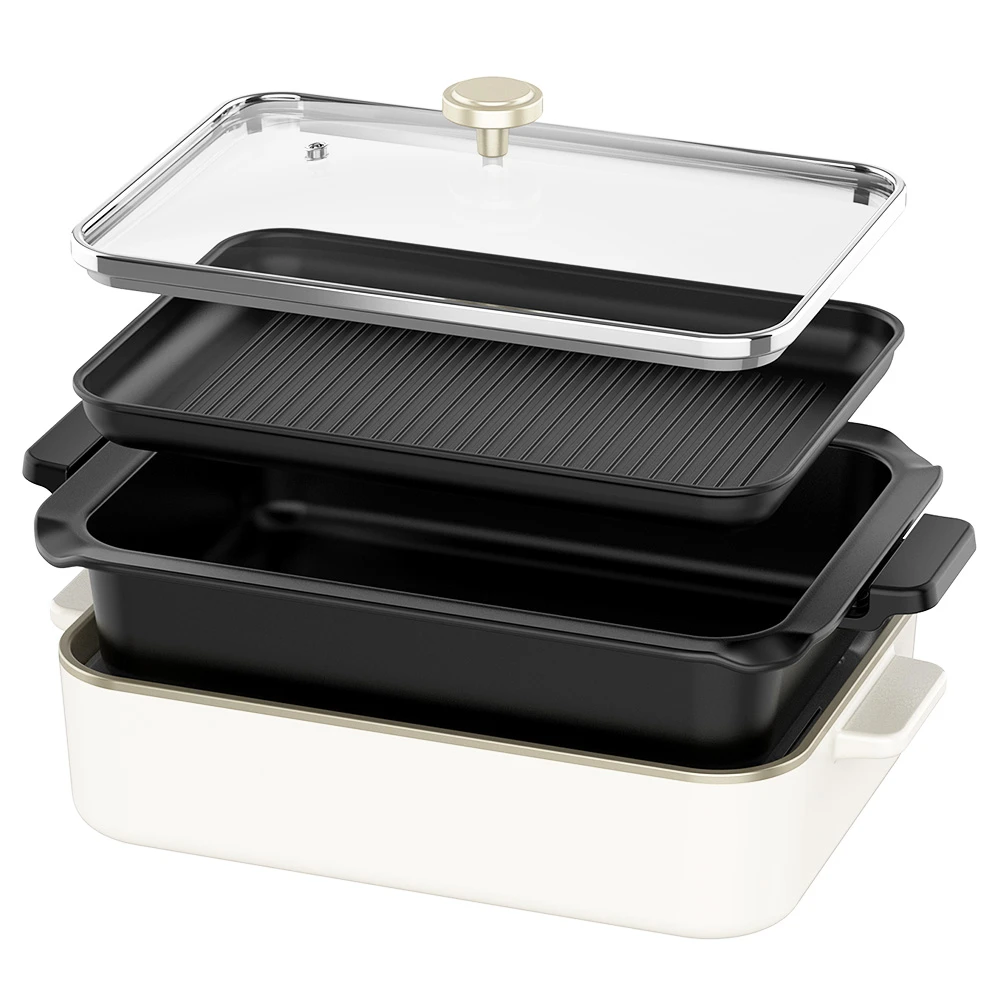 CalmDo Electric Foldaway Skillet Grill Combo - White 7 CalmDo Electric Foldaway Skillet Grill Combo - White - Image 5