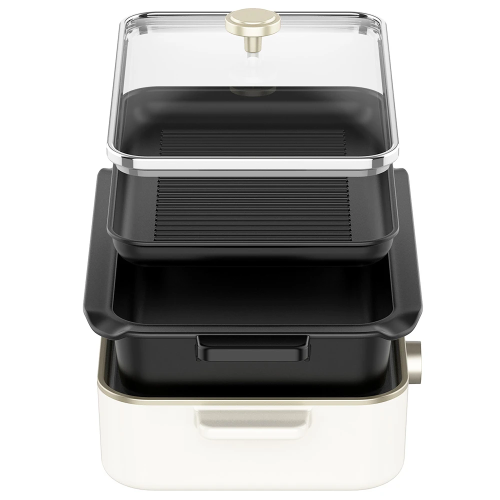 CalmDo Electric Foldaway Skillet Grill Combo - White 8 CalmDo Electric Foldaway Skillet Grill Combo - White - Image 6