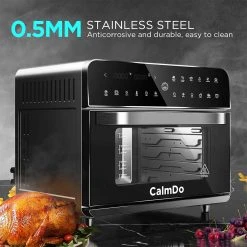 Calmdo CD-AF25EU 12 In 1 Smart Air Fryer Toaster Oven 25L Extra-Large 1800W 12 Preset Functions With 4-layer Grill LED Digital Touch Screen - Black -BioloMix Shop Calmdo CD AF25EU 1800W 25L Extra Large Air Fryer Toaster Oven 508997 3