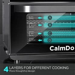 Calmdo CD-AF25EU 12 In 1 Smart Air Fryer Toaster Oven 25L Extra-Large 1800W 12 Preset Functions With 4-layer Grill LED Digital Touch Screen - Black -BioloMix Shop Calmdo CD AF25EU 1800W 25L Extra Large Air Fryer Toaster Oven 508997 4