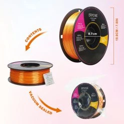 ERYONE Dual Color Silk PLA Filament For 3D Printers, 1.75mm Tolerance +/- 0.03mm, 1kg (2.2LBS)/Spool - Gold And Red -BioloMix Shop ERYONE Dual Color Silk PLA Filament Gold and Red 507542 3