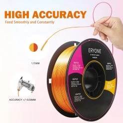 ERYONE Dual Color Silk PLA Filament For 3D Printers, 1.75mm Tolerance +/- 0.03mm, 1kg (2.2LBS)/Spool - Gold And Red -BioloMix Shop ERYONE Dual Color Silk PLA Filament Gold and Red 507542 4