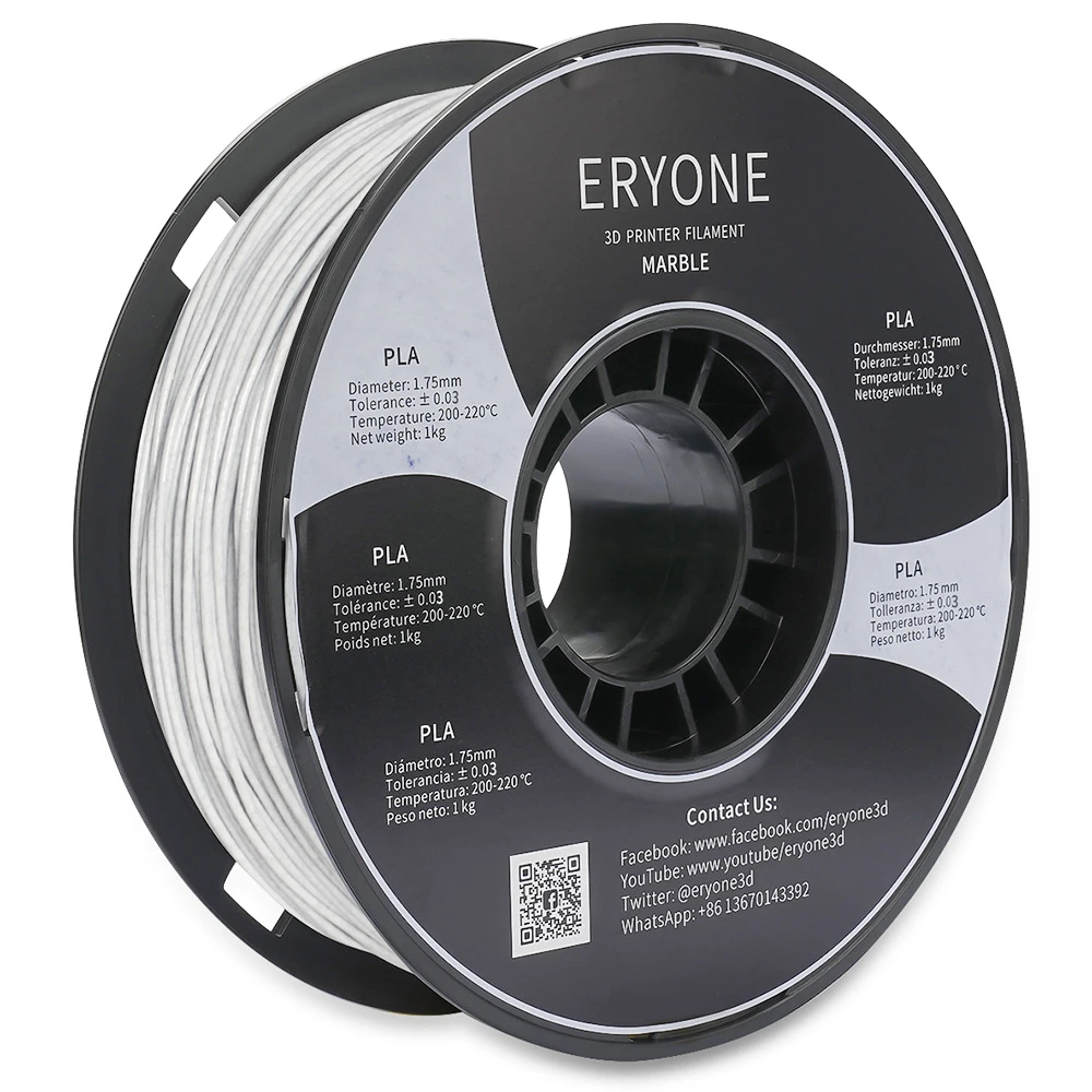 ERYONE Marble PLA Filament For FDM 3D Printer/Pen, 1.75mm Tolerance 0.03mm 1KG(2.2LBS)/Spool 4 ERYONE Marble PLA Filament For FDM 3D Printer/Pen, 1.75mm Tolerance 0.03mm 1KG(2.2LBS)/Spool - Image 2