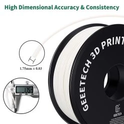 Geeetech ABS Filament For 3D Printer, 1.75mm Dimensional Accuracy +/- 0.03mm 1kg Spool (2.2 Lbs) - White -BioloMix Shop Geeetech ABS Filament for 3D Printer White 518769 2
