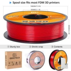 Geeetech HS PLA Filament For 3D Printer, 1.75mm Dimensional Accuracy +/- 0.03mm 1kg Spool (2.2 Lbs) - Red -BioloMix Shop Geeetech HS PLA Filament Red 519494 5