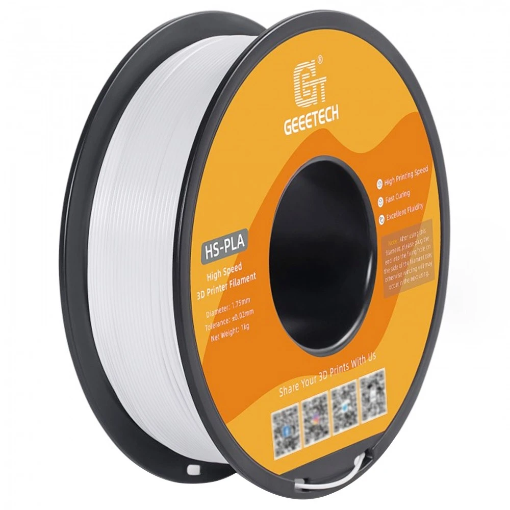 Geeetech HS PLA Filament For 3D Printer, 1.75mm Dimensional Accuracy +/- 0.03mm 1kg Spool (2.2 Lbs) - White 3 Geeetech HS PLA Filament For 3D Printer, 1.75mm Dimensional Accuracy +/- 0.03mm 1kg Spool (2.2 Lbs) - White