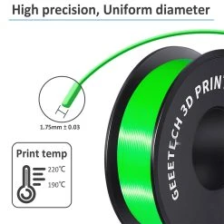 Geeetech PLA Filament For 3D Printer, 1.75mm Dimensional Accuracy +/- 0.03mm 1kg Spool (2.2 Lbs) - Green -BioloMix Shop Geeetech PLA Filament for 3D Printer Green 519271 2