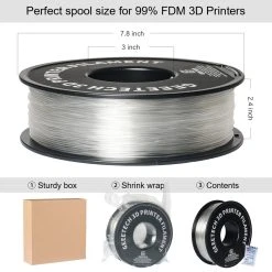 Geeetech PLA Filament For 3D Printer, 1.75mm Dimensional Accuracy +/- 0.03mm 1kg Spool (2.2 Lbs) - Transparent -BioloMix Shop Geeetech PLA Filament for 3D Printer Transparent 518396 2