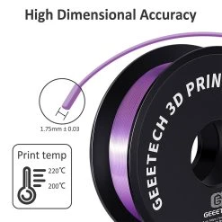 Geeetech Silk PLA Filament For 3D Printer, 1.75mm Dimensional Accuracy +/- 0.03mm 1kg Spool (2.2 Lbs) - Purple 12 Geeetech Silk PLA Filament For 3D Printer, 1.75mm Dimensional Accuracy +/- 0.03mm 1kg Spool (2.2 Lbs) - Purple -BioloMix Shop Geeetech Silk PLA Filament for 3D Printer Purple 518563 4