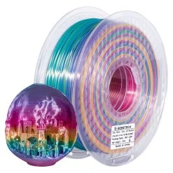 Geeetech Silk PLA Filament For 3D Printer, 1.75mm Dimensional Accuracy +/- 0.03mm 1kg Spool (2.2 Lbs) - Rainbow