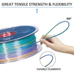 Geeetech Silk PLA Filament For 3D Printer, 1.75mm Dimensional Accuracy +/- 0.03mm 1kg Spool (2.2 Lbs) - Rainbow -BioloMix Shop Geeetech Silk PLA Filament for 3D Printer Rainbow 518564 3