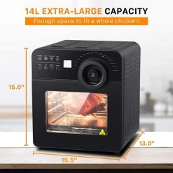 GEEK GAF14 Multifunctional Air Fryer 15QT Capacity For Cooking, Baking, Roasting, Dehydrating - Black -BioloMix Shop Geek Chef Air Fryer Toaster Oven Air fryer Oven with Rotisserie and D 471210 2