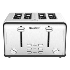 Geek Chef GTS4B-1 Toaster 4 Slice, 1650W Stainless Steel Toaster, 1.5 Inch Extra Wide Slots, Dual Control Panels, Auto Pop-Up, 6 Toasting Bread Shade Settings -BioloMix Shop Geek Chef GTS4B 1 Toaster 4 Slice 519123 3
