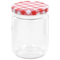 Glass Jam Jars With White And Red Lid 96 Pcs 230 Ml -BioloMix Shop Glass Jam Jars with White and Red Lid 96 pcs 230 ml 489735 3