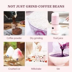 HiBREW 70W Portable Coffee Bean Grinder Blender, DC 5V USB Rechargeable Coffee Grinding Machine, 350ml Single Cup -BioloMix Shop HiBREW 70W Portable Coffee Bean Grinder Blender 508858 2