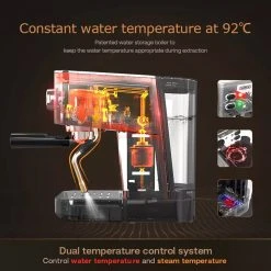 HiBREW H10 1050W Coffee Maker, 20 Bar Semi-Auto Coffee Machine, ESE Pod/Ground Coffee Espresso Maker, 1.5L Capacity -BioloMix Shop HiBREW H10 1050W Coffee Maker without Latte Cup 508690 4