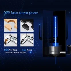 LONGER RAY5 20W Laser Engraver Cutter, Fixed Focus, 0.08*0.1mm Laser Spot, Color Touchscreen, 32-Bit Chipset, Support APP Connection, Working Area 375*375mm -BioloMix Shop LONGER RAY5 20W Laser Engraver 519241 3