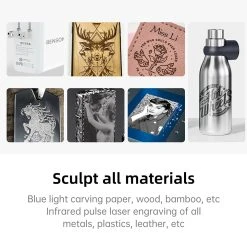 MR CARVE M4 Laser Marking Machine, 5W 455nm Laser + 2W 1064nm Dual Laser, 0.001mm Accuracy, 10000mm/s Engraving Speed, Supports Rotary Roller, 70*70mm, US Plug -BioloMix Shop MR CARVE M4 Laser Engraver US Plug 518353 4