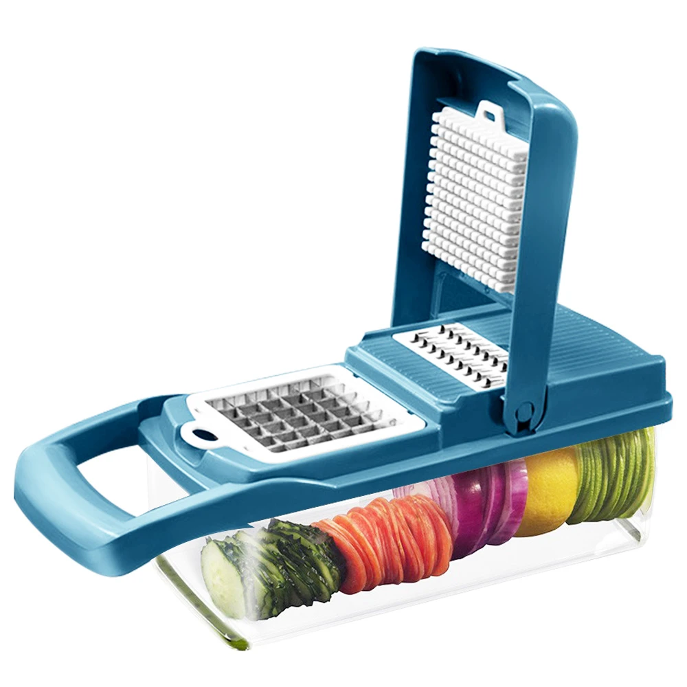 Multi-Function House-Hold Seven-Blade Dicing And Slicing Slicer - Blue 6 Multi-Function House-Hold Seven-Blade Dicing And Slicing Slicer - Blue - Image 4