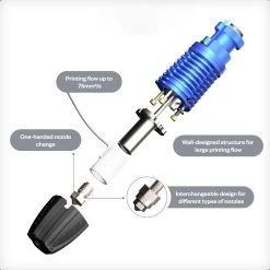 Phaetus Rapido HF Hotend, Printing Flow 75mm³/s, Volcano And V6 Nozzle, Ultra High Flow Edition, For All Prusa Models And Other Models Assembled With Adapters, Blue -BioloMix Shop Phaetus Rapido Hotend HF Extruder 499076 3
