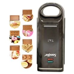 Sonifer SF6093 800W Electric Waffle Maker, 7-in-1 Cake Donuts Panini Churros Barbecue Plate 180 Degree Rotatable Machine