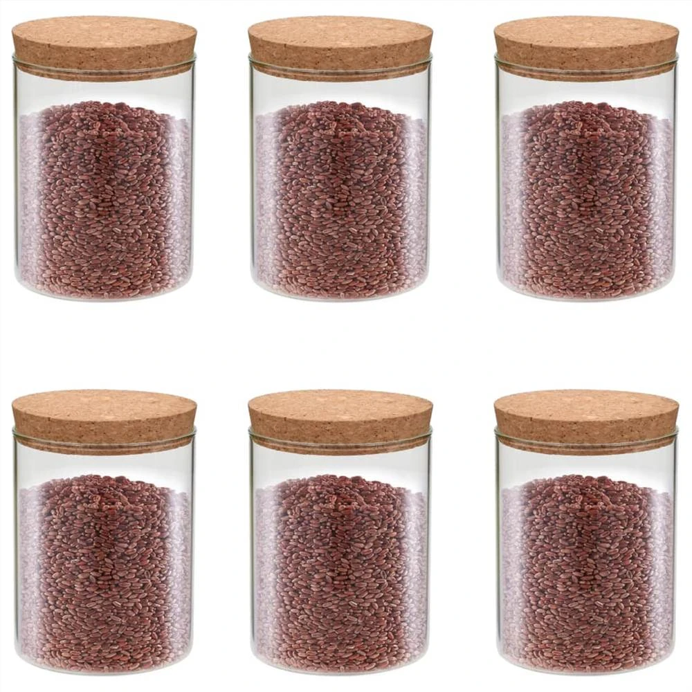 Storage Glass Jars With Cork Lid 6 Pcs 650 Ml 3 Storage Glass Jars With Cork Lid 6 Pcs 650 Ml