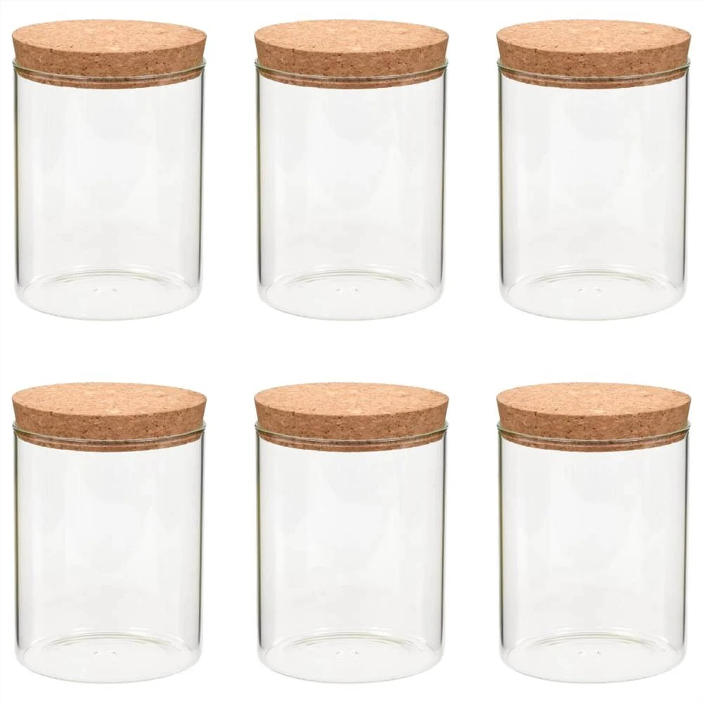 Storage Glass Jars With Cork Lid 6 Pcs 650 Ml 4 Storage Glass Jars With Cork Lid 6 Pcs 650 Ml - Image 2