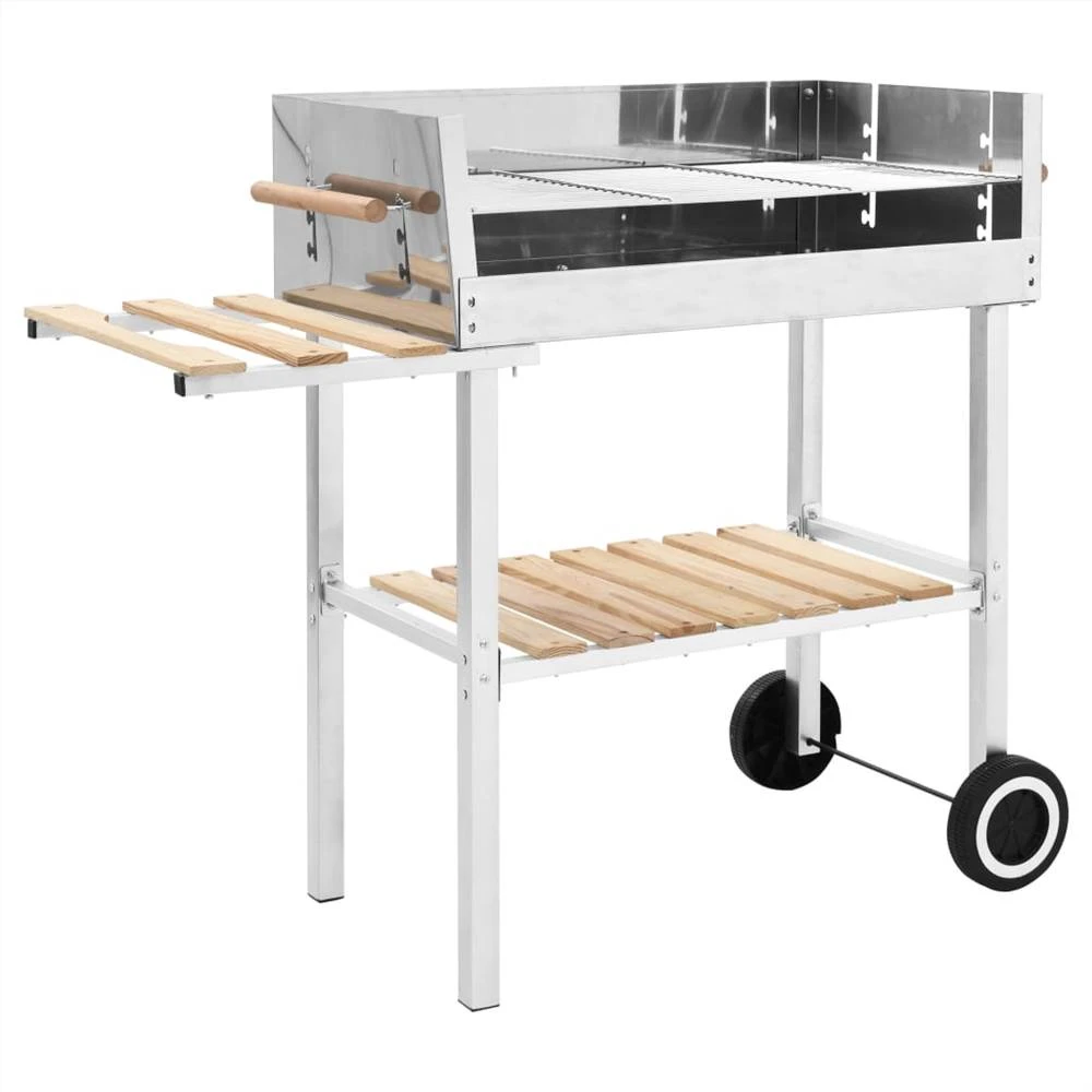 XXL Trolley Charcoal BBQ Grill Stainless Steel With 2 Shelves 3 XXL Trolley Charcoal BBQ Grill Stainless Steel With 2 Shelves