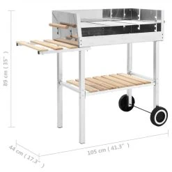 XXL Trolley Charcoal BBQ Grill Stainless Steel With 2 Shelves 13 XXL Trolley Charcoal BBQ Grill Stainless Steel With 2 Shelves -BioloMix Shop XXL Trolley Charcoal BBQ Grill Stainless Steel with 2 Shelves 492924 5