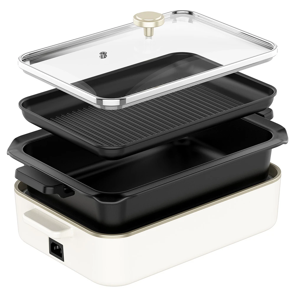 CalmDo Electric Foldaway Skillet Grill Combo - White 6 CalmDo Electric Foldaway Skillet Grill Combo - White - Image 4